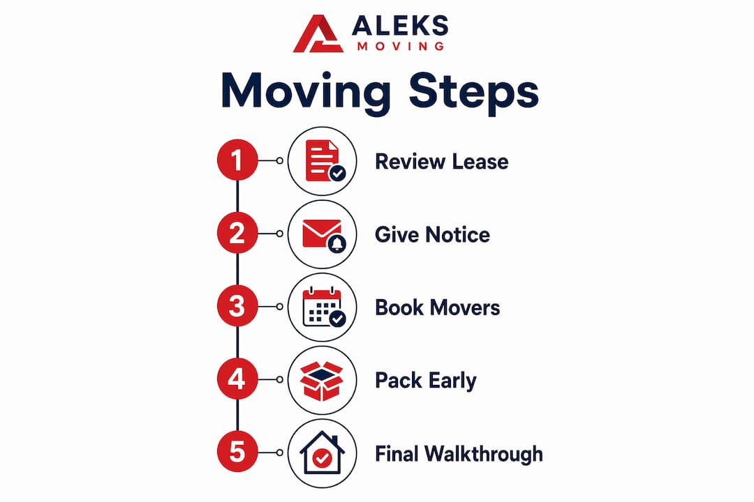 Infographic showing renter moving steps checklist