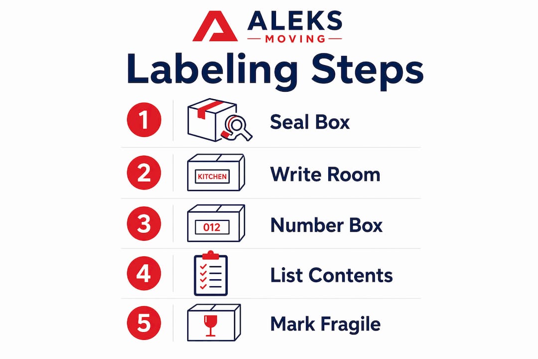 Infographic showing step-by-step labeling process