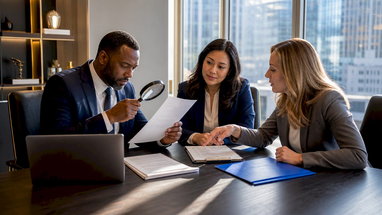 Hands reviewing pre-employment investigation documents