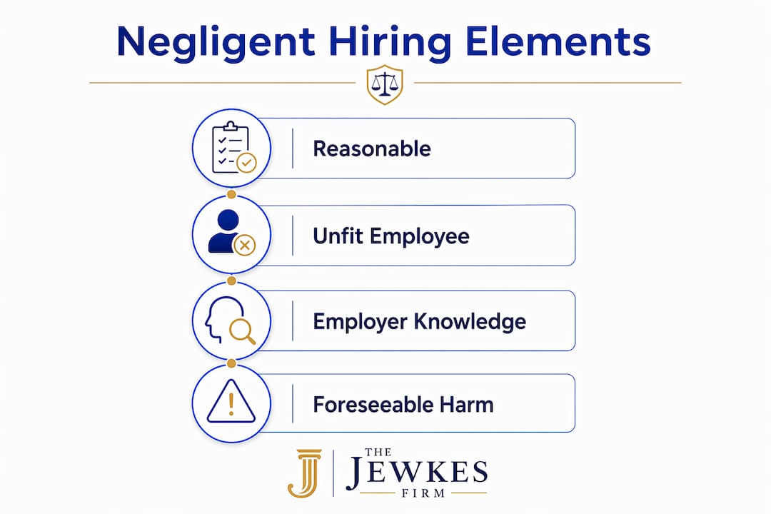 Infographic showing key legal elements of negligent hiring