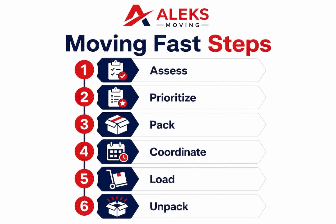 Infographic with step-by-step moving process