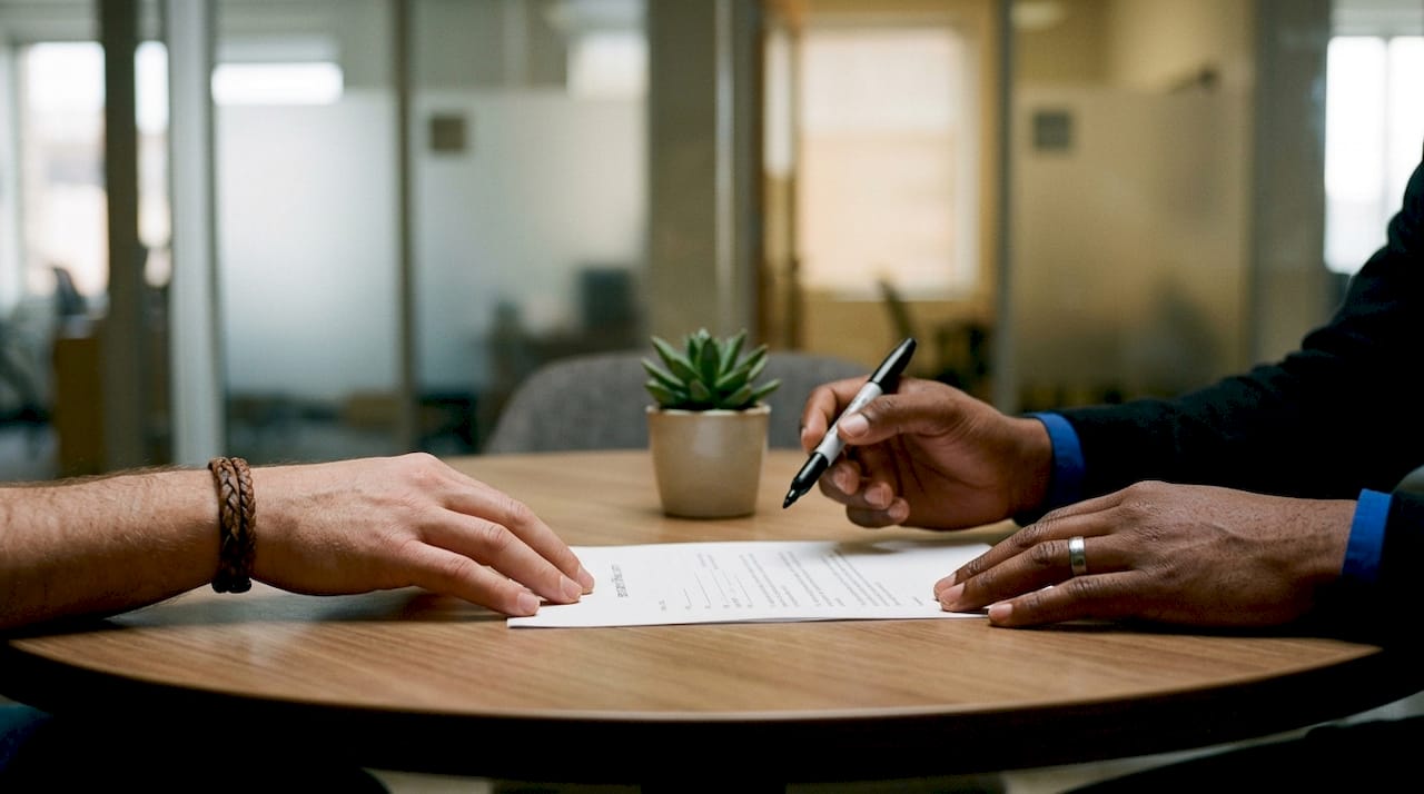 Close-up of hands over insurance settlement letter