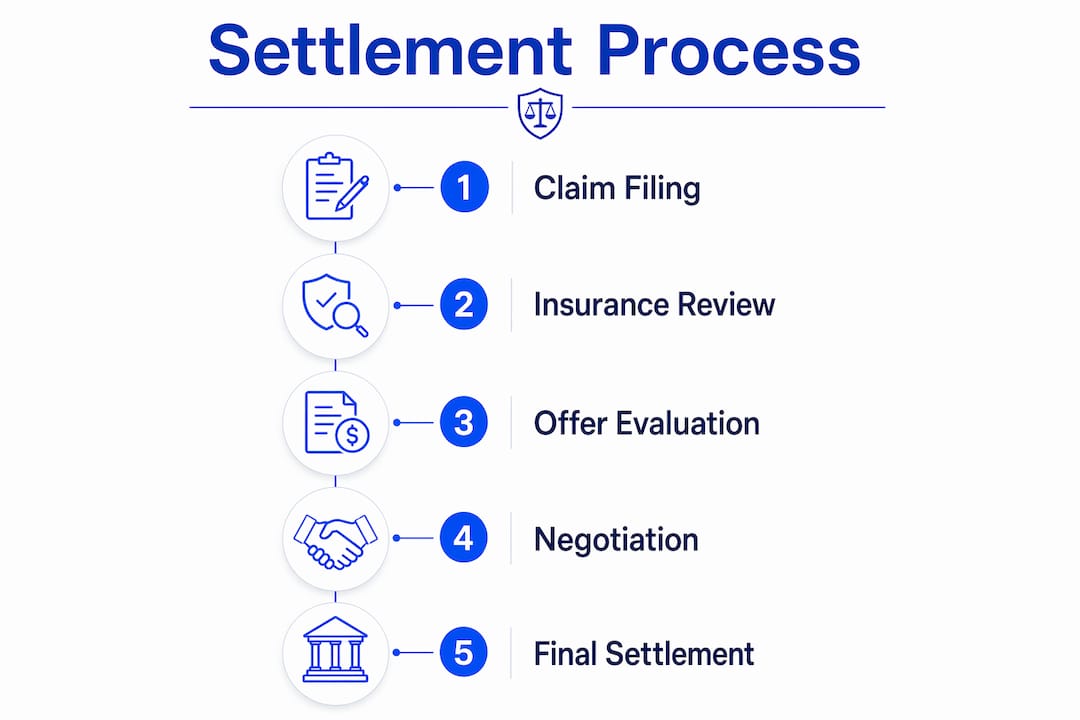 Infographic showing key settlement process steps