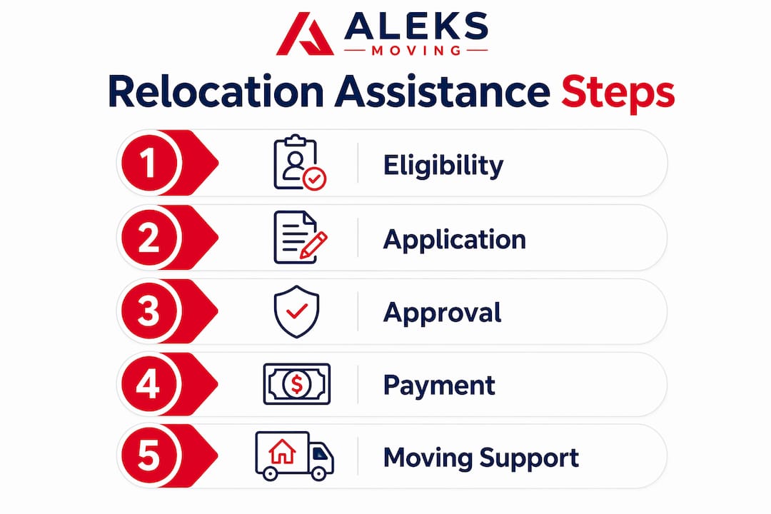 Infographic illustrating stages of tenant relocation assistance