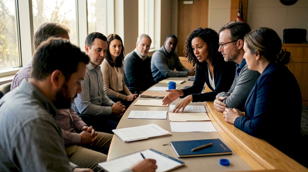 Jury deliberating a personal injury case