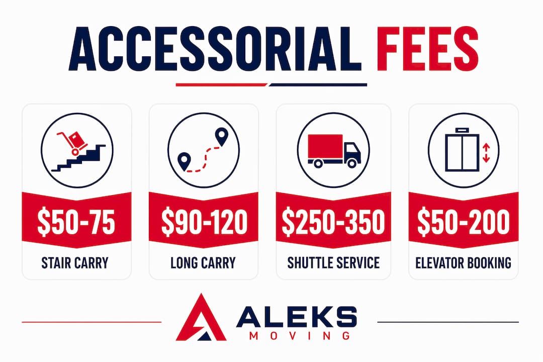 Infographic showing typical accessorial moving fees