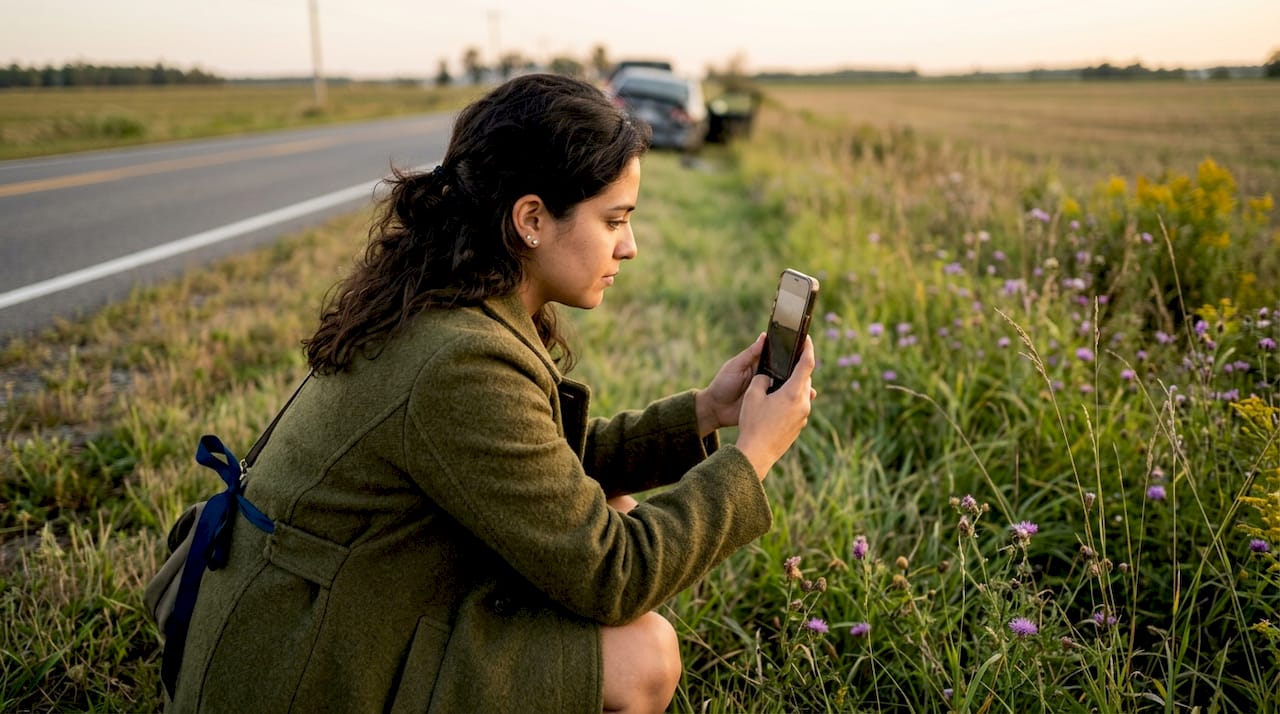 Person taking photos of accident scene