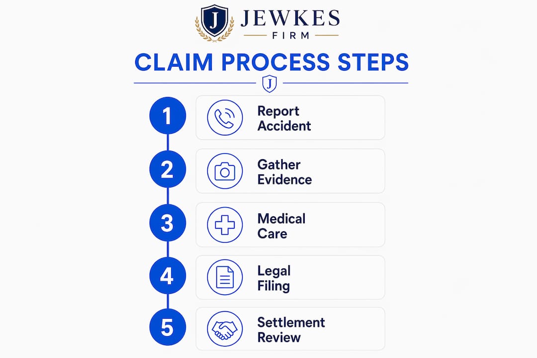 Infographic illustrating steps in Atlanta accident claim