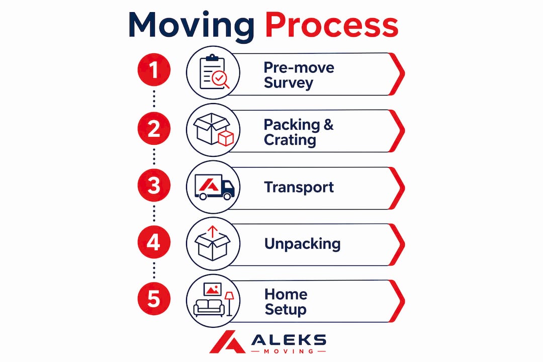 Infographic showing white glove moving step-by-step process