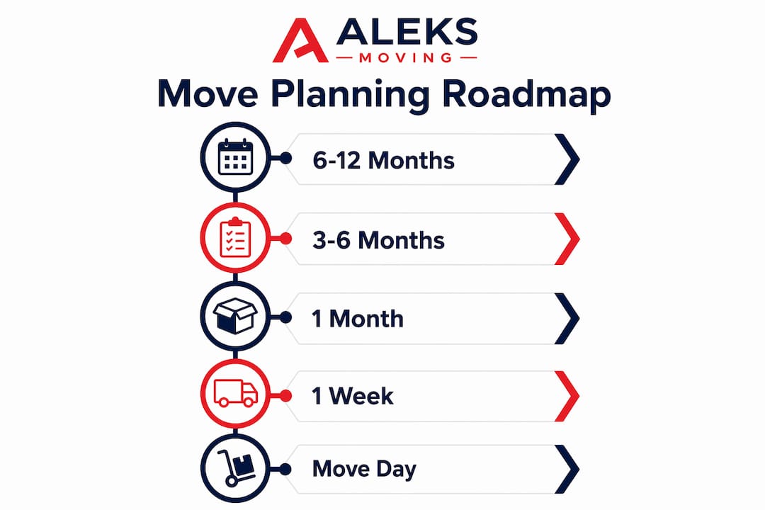 Infographic outlining phased office relocation roadmap