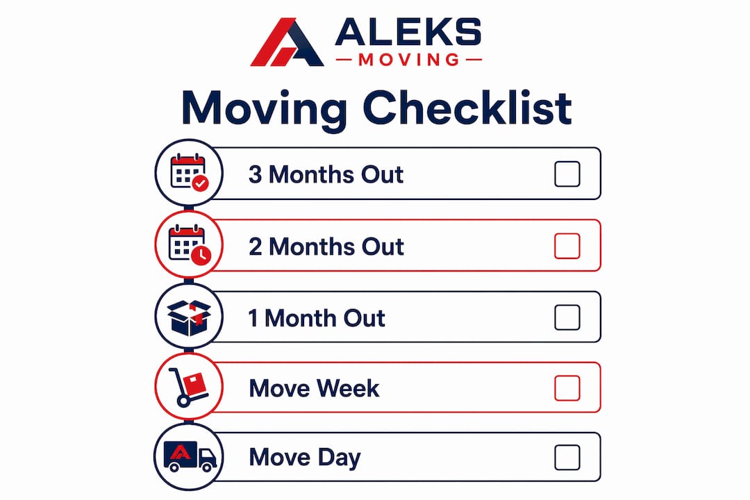Vertical timeline infographic of condo moving checklist