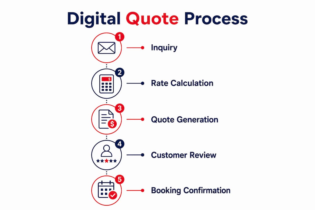 Infographic showing digital moving quote step-by-step process