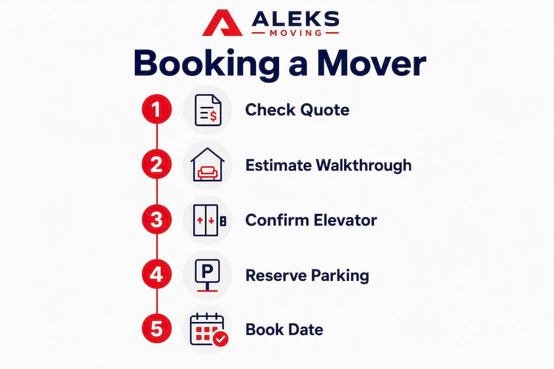 Infographic with steps to book a mover