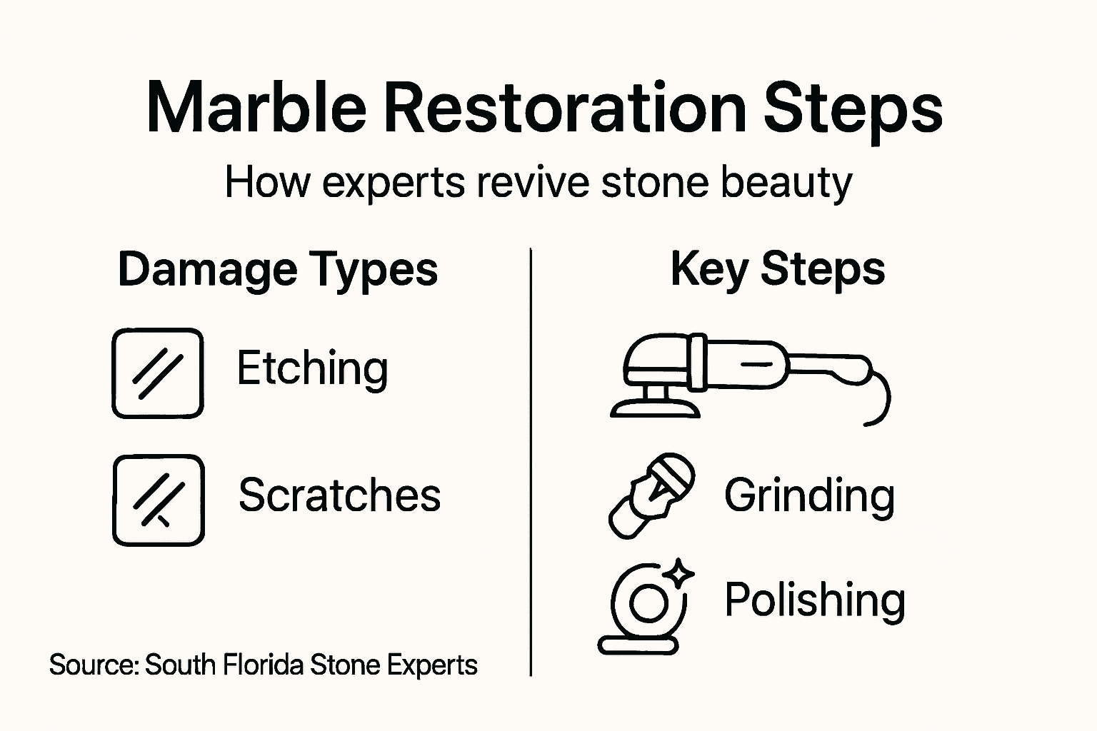 Infographic showing steps in marble restoration