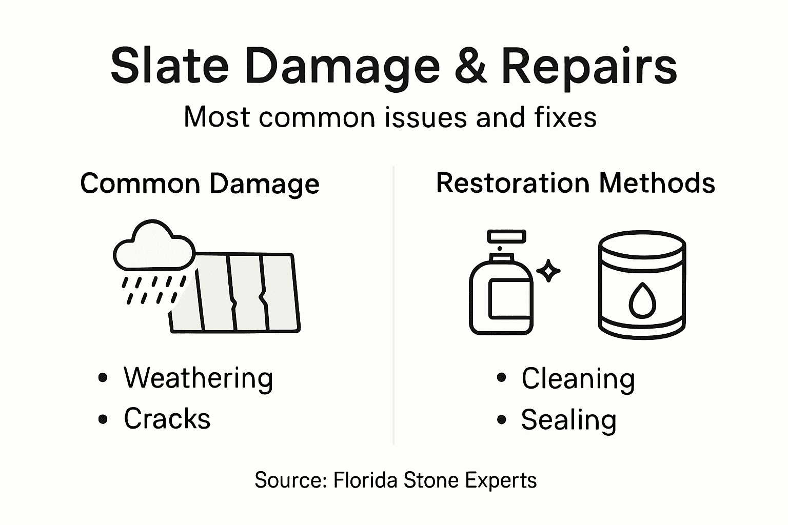 Infographic shows slate damage and repairs overview