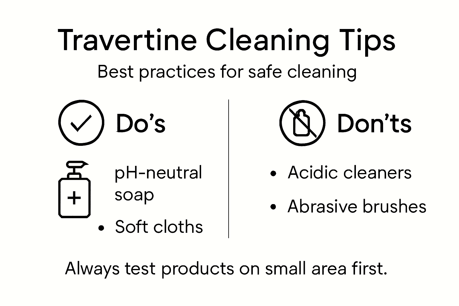 Infographic with travertine cleaning dos and don'ts
