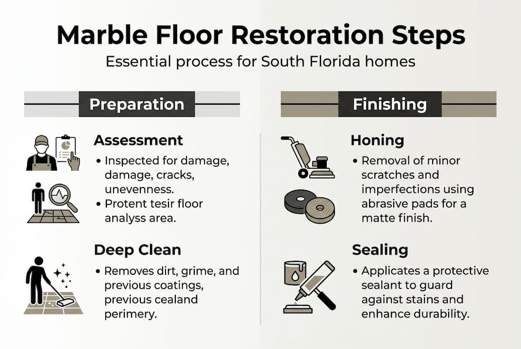 Infographic of essential marble floor restoration steps