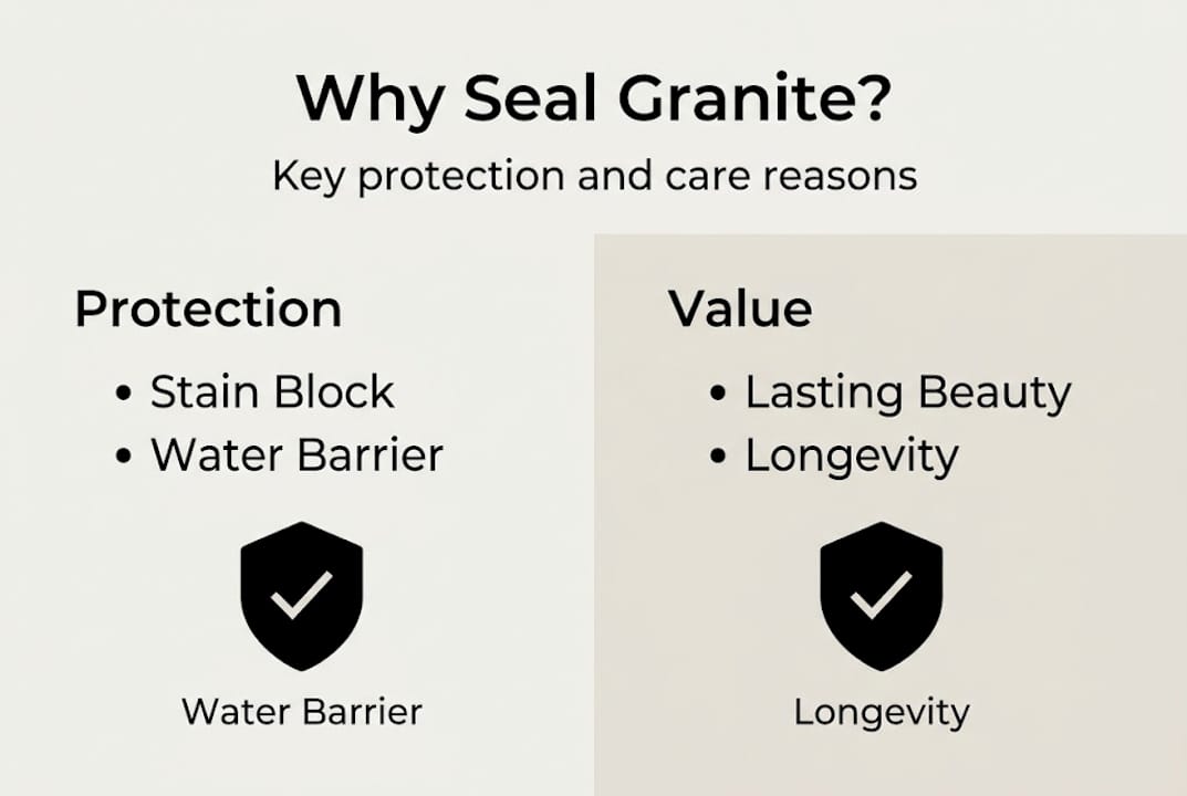 Infographic showing reasons and benefits of sealing granite