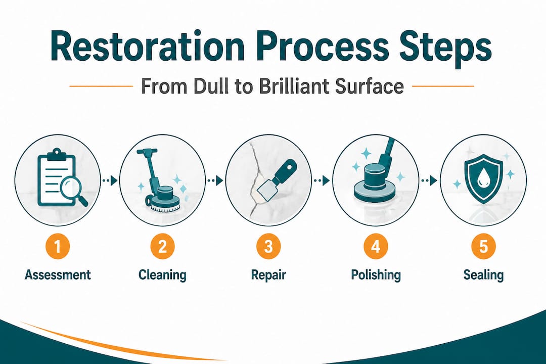 Infographic showing stone restoration process steps