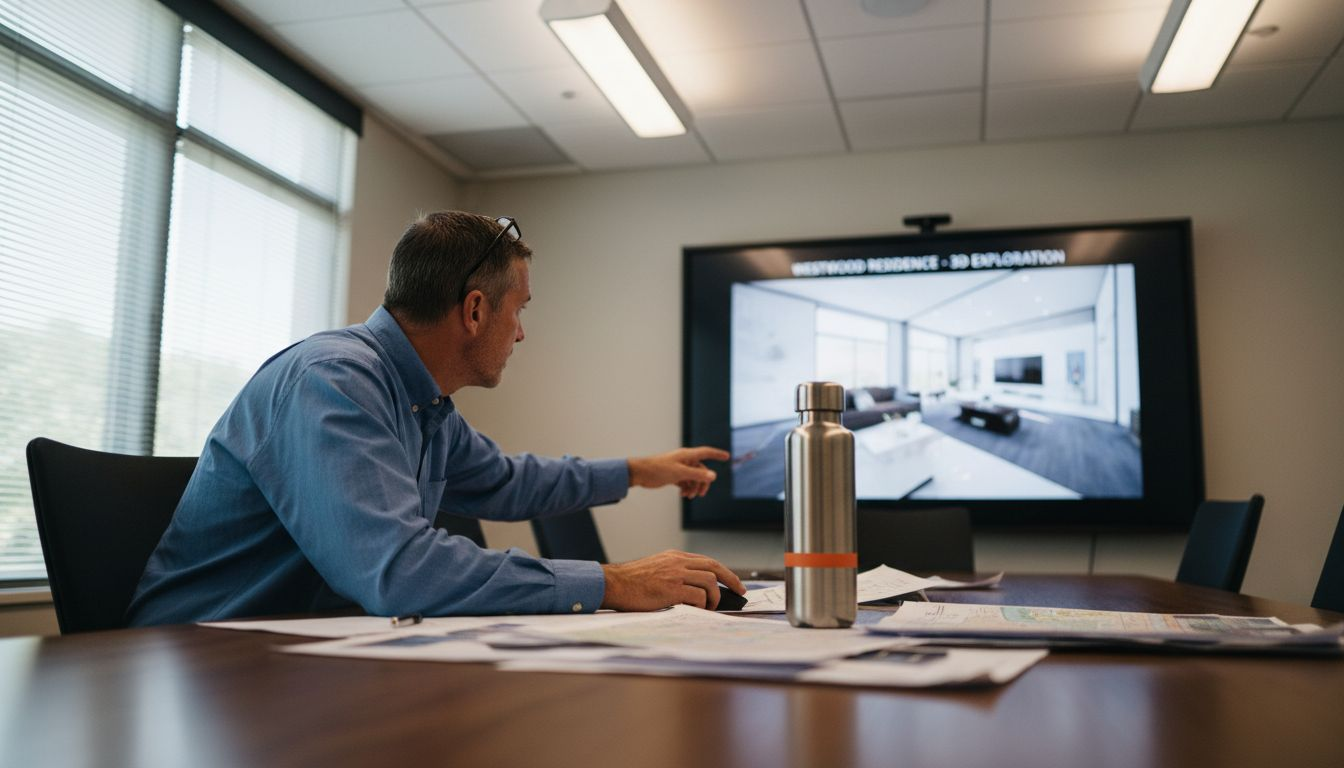 Client interacting with 3D walkthrough display