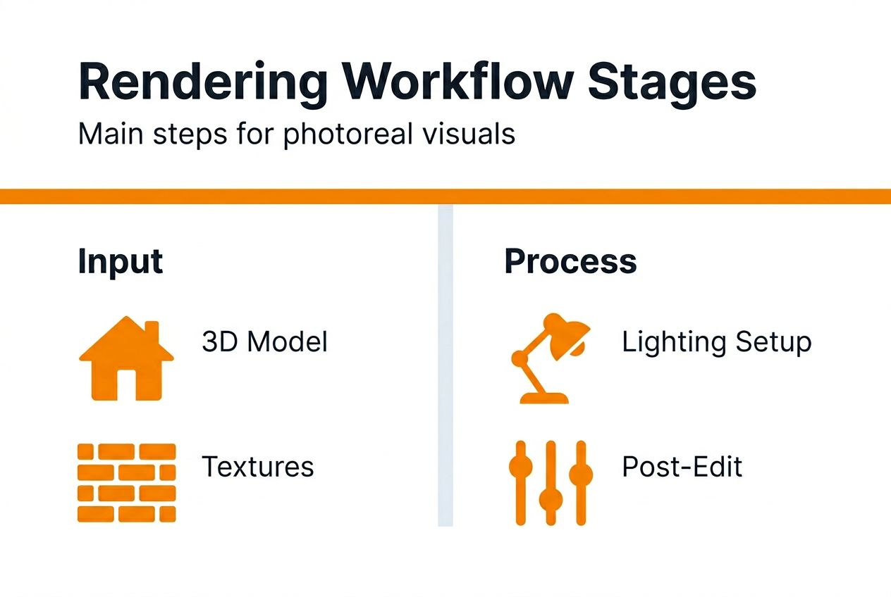 Infographic showing main rendering workflow steps