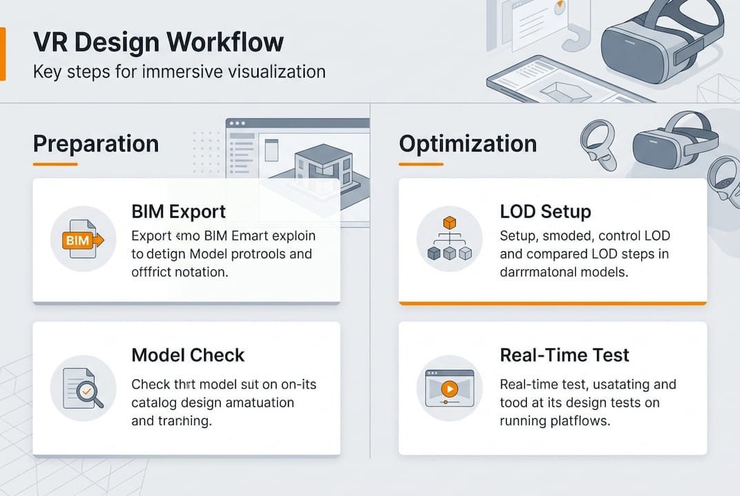 Infographic showing VR design workflow overview