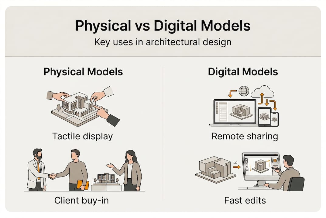 Infographic comparing physical and digital models