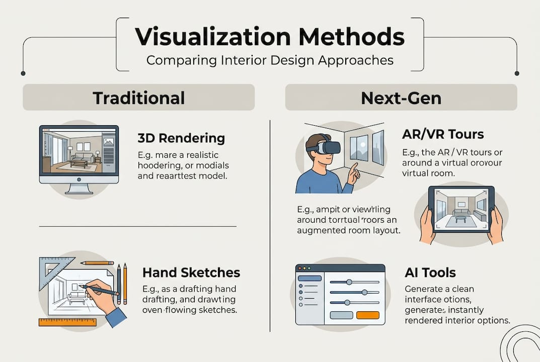 Infographic comparing interior visualization methods