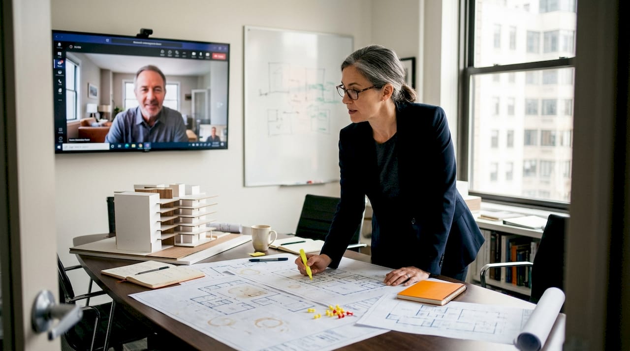 Architect discusses plans and model details