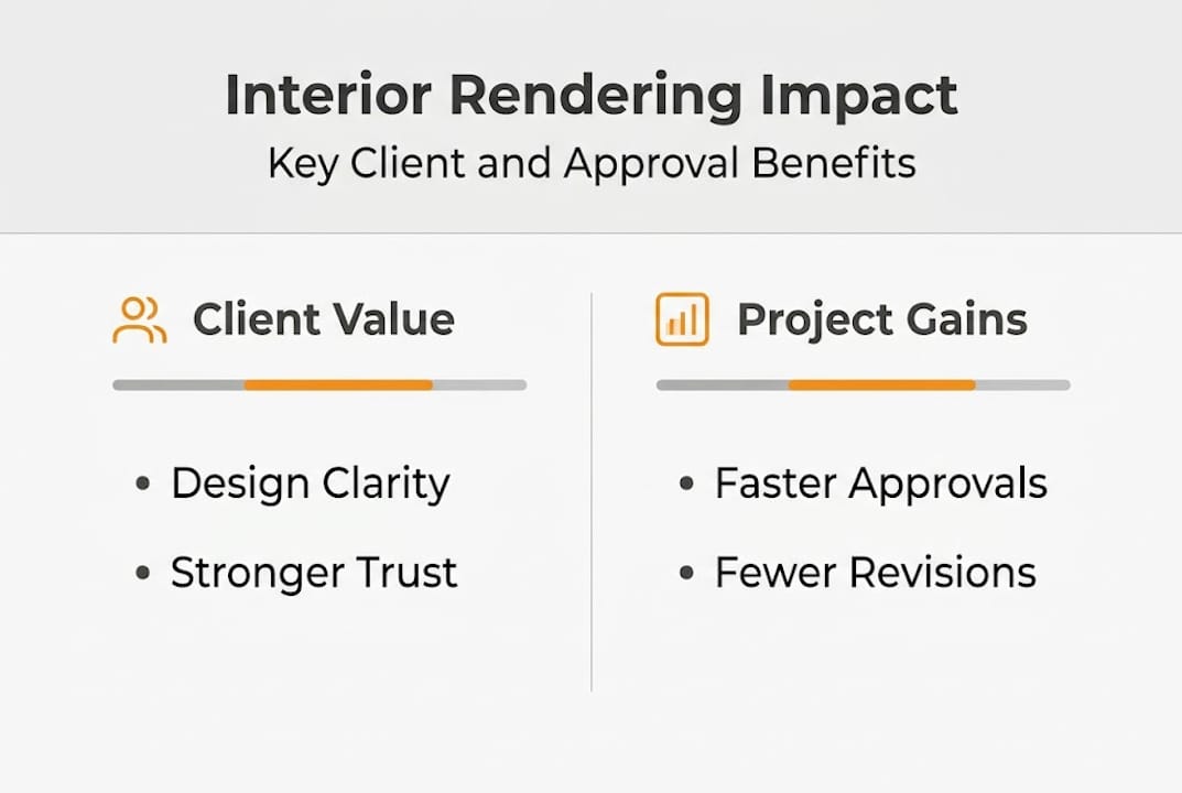 Infographic summarizing interior rendering benefits