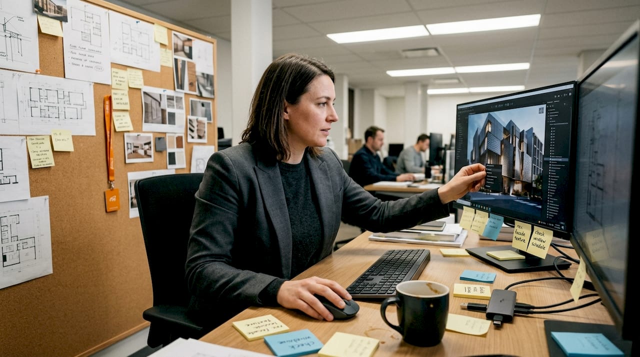 Designer tests real-time rendering software