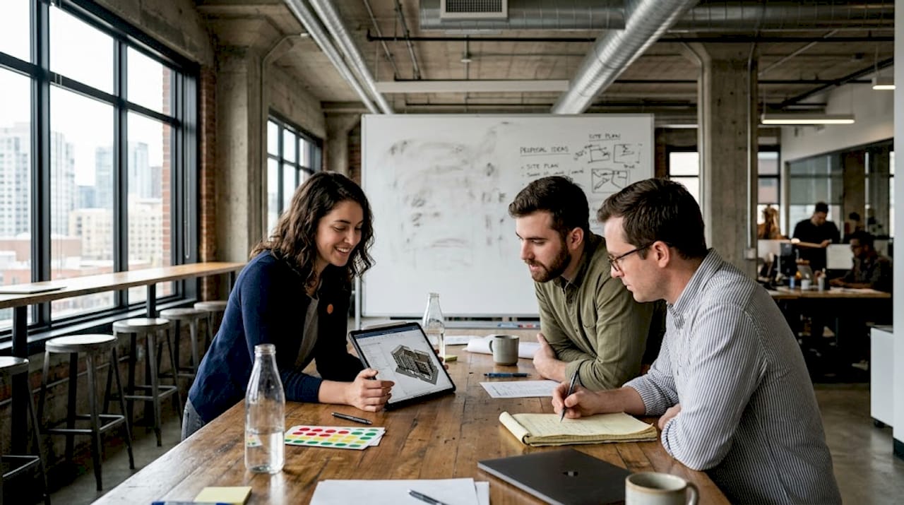AR Transforms Architecture: 85% Better Client Engagement 2 Design review team interacting with AR model