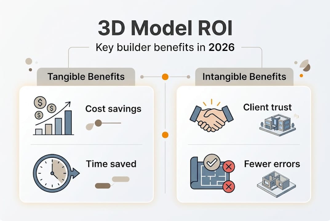 Why 3D Models Are Essential for Builders in 2026 2 Infographic showing 3D model ROI for builders