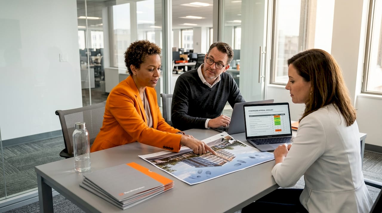 Elevate Commercial Projects With Powerful 3D Visualization 1 Stakeholders meeting to review project renderings