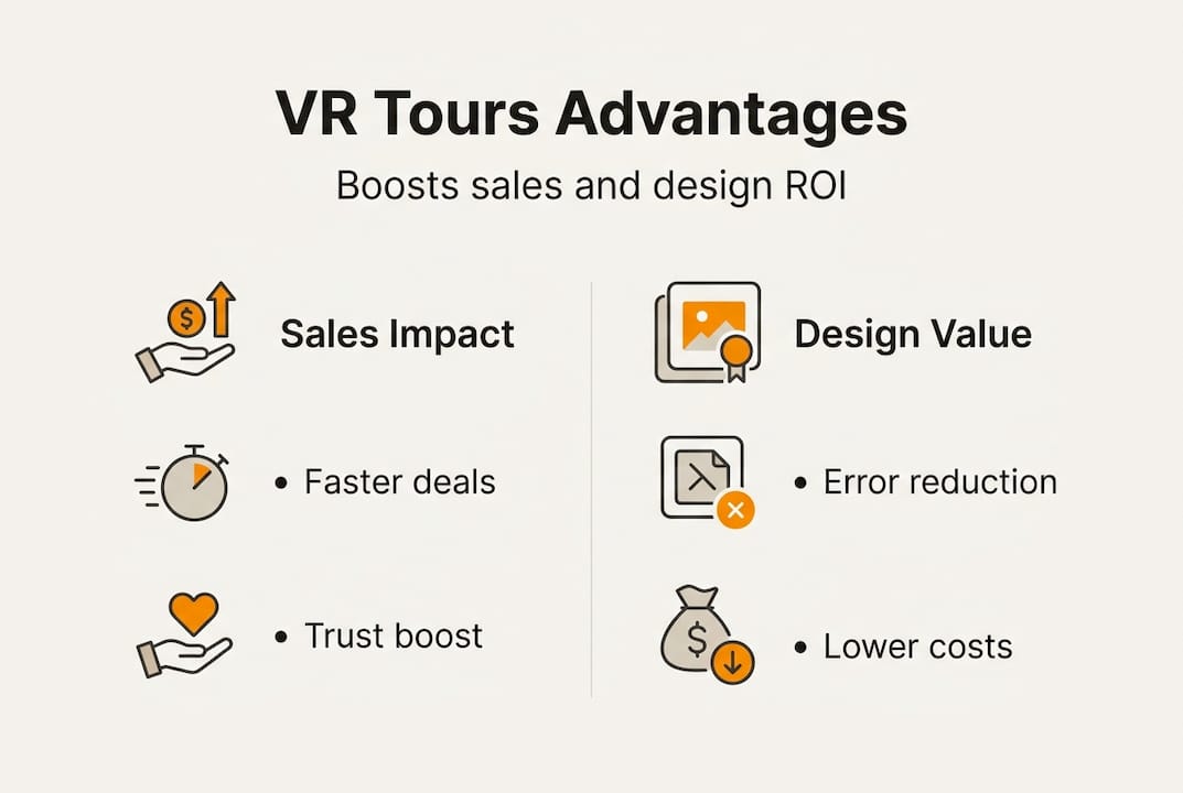 Why VR tours boost property sales and design ROI 1 Infographic showing VR tours sales and design benefits