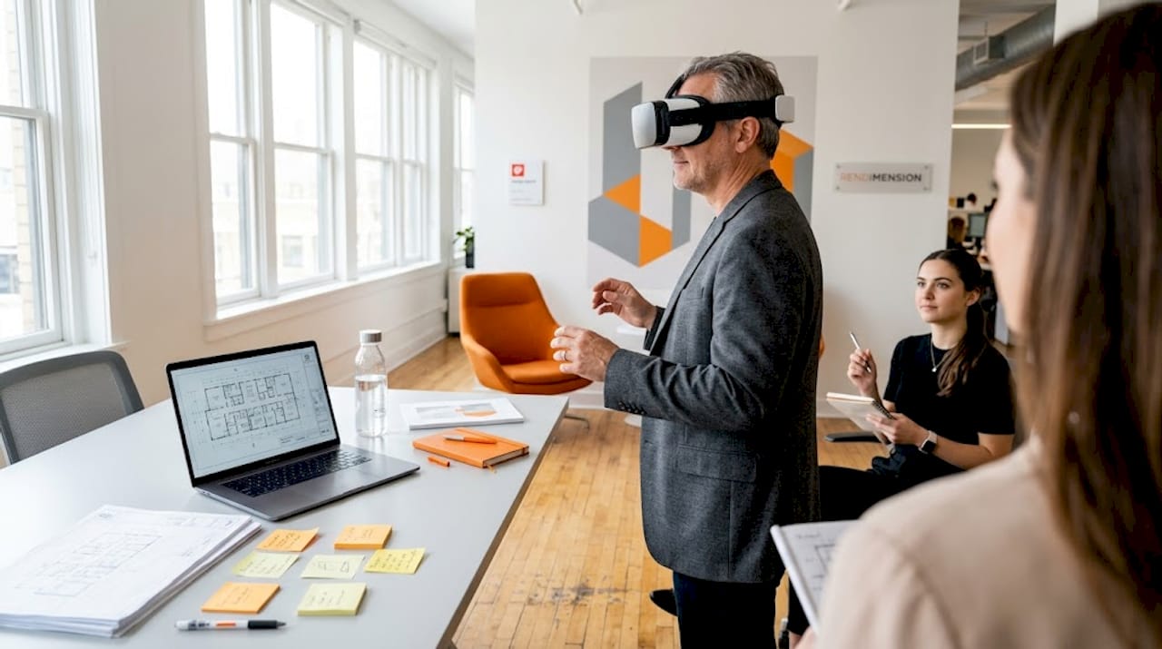 Immersive visualization: Engaging clients and elevating design 1 Client exploring design in VR headset