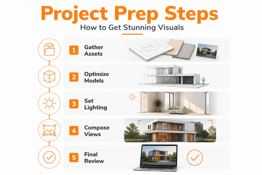 How to prepare your project for stunning visualization results 2 Infographic showing preparation steps for visualization