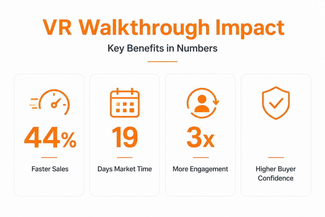 Infographic with statistics on VR impact in real estate