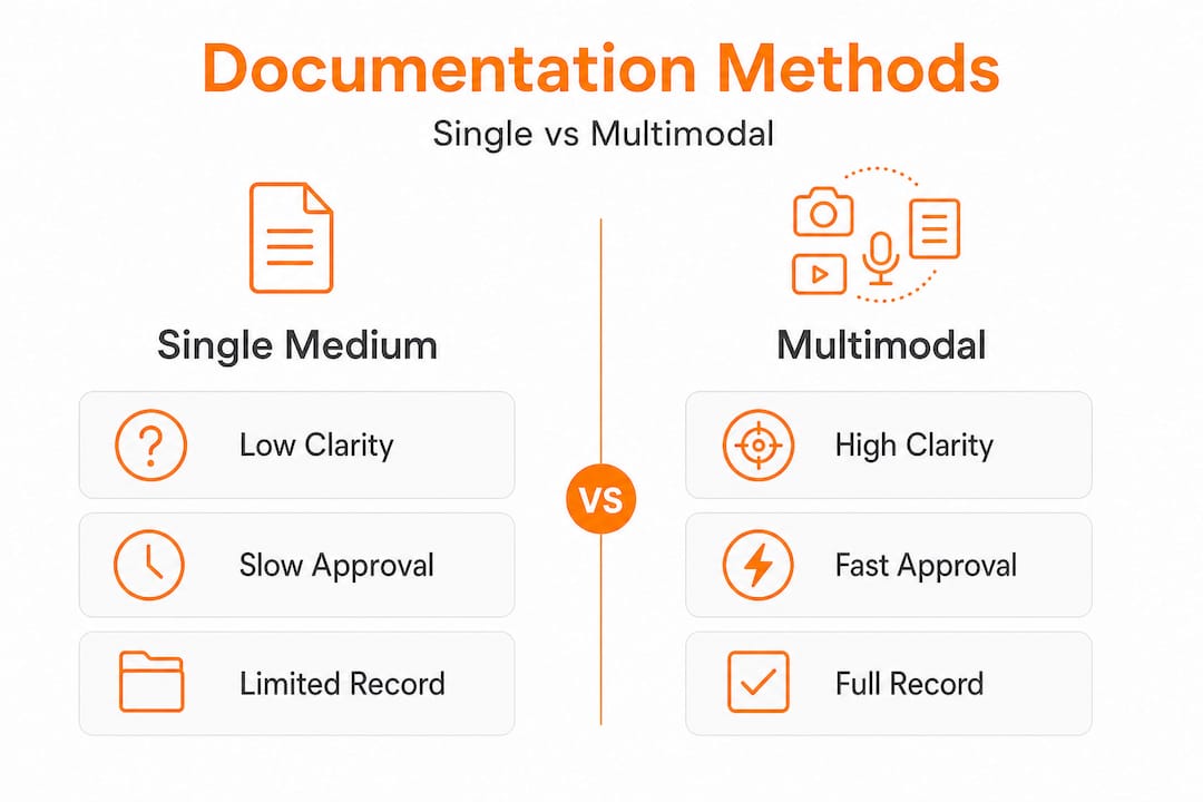 Infographic comparing design documentation methods