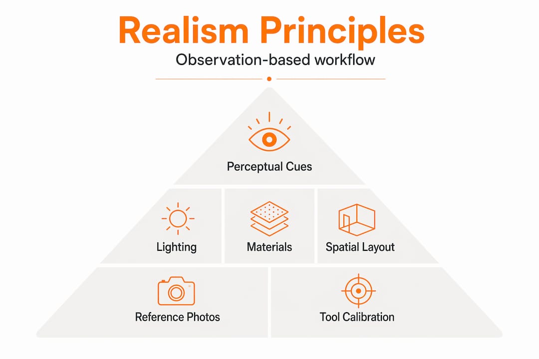 Hierarchy infographic showing observation-based rendering principles