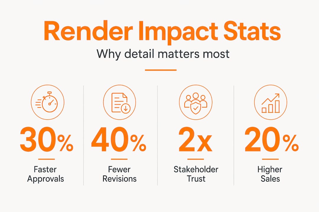 Infographic with stats on render effectiveness