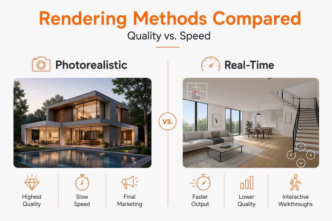 Infographic comparing rendering methods