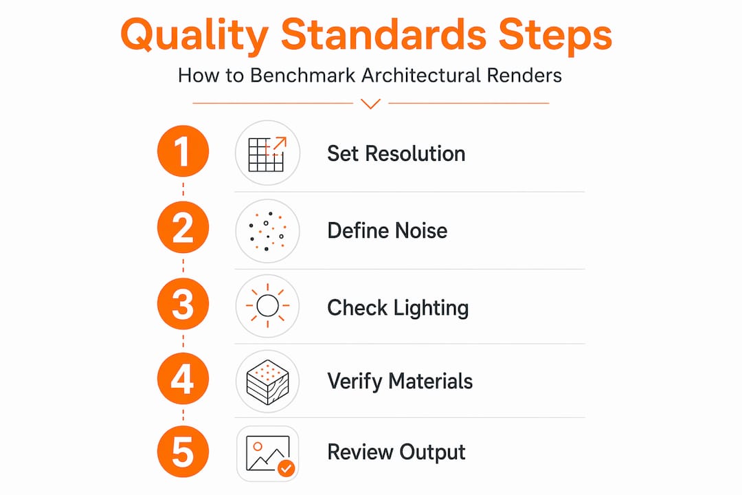 Infographic on steps for render quality standards