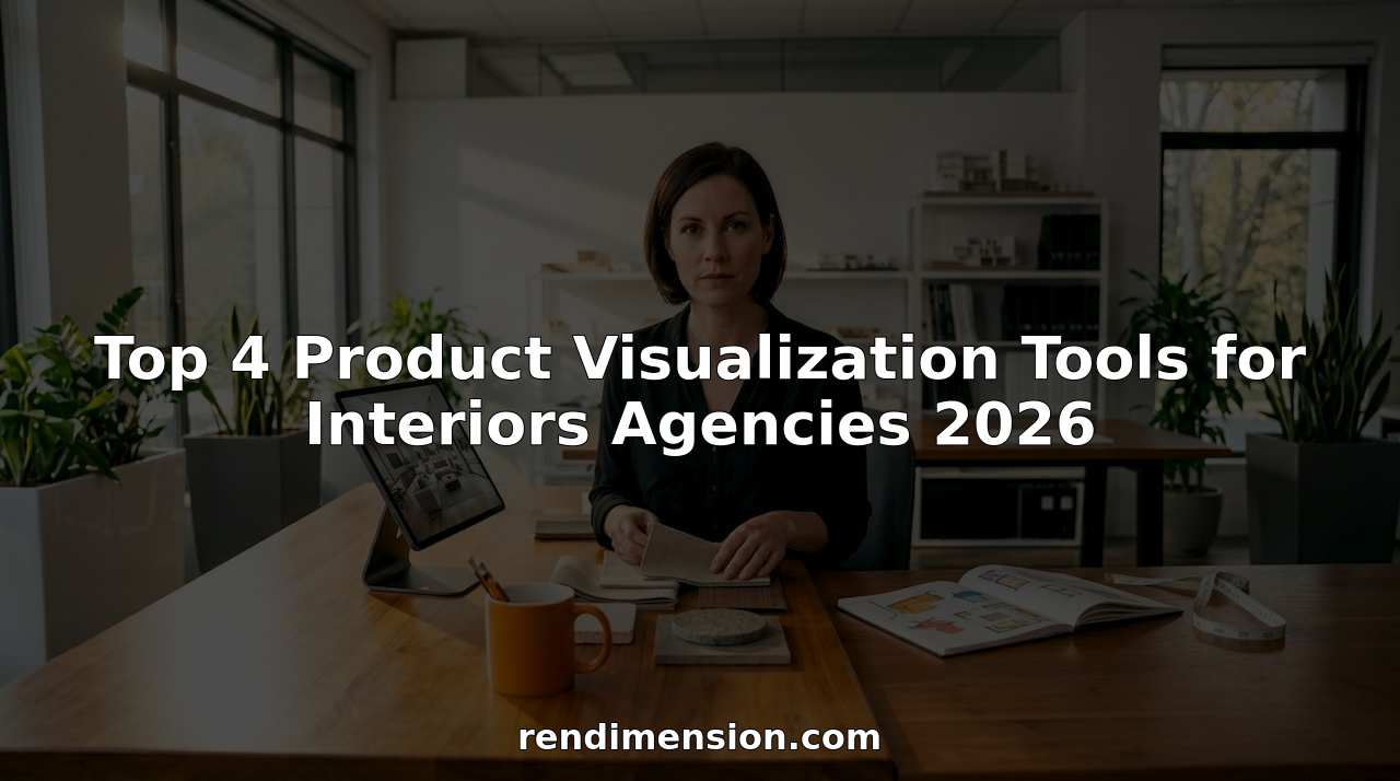 Interior designer reviewing 3D visualization on large monitor