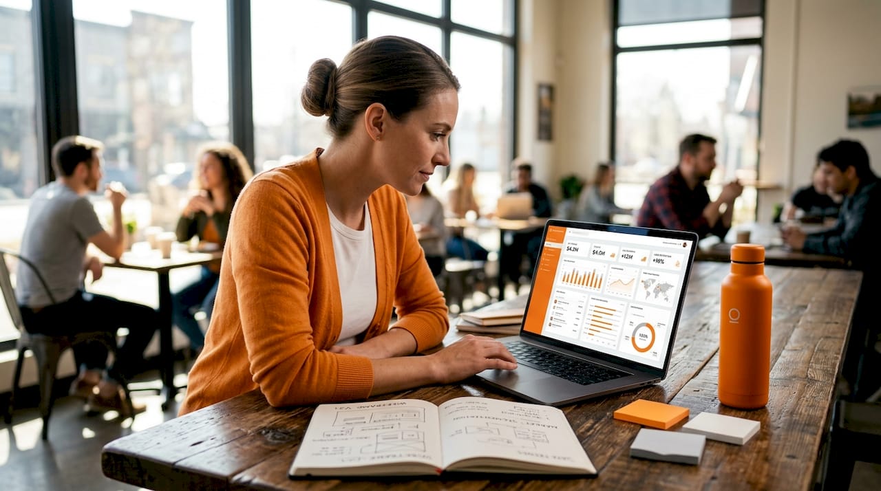 Business analyst exploring interactive dashboard