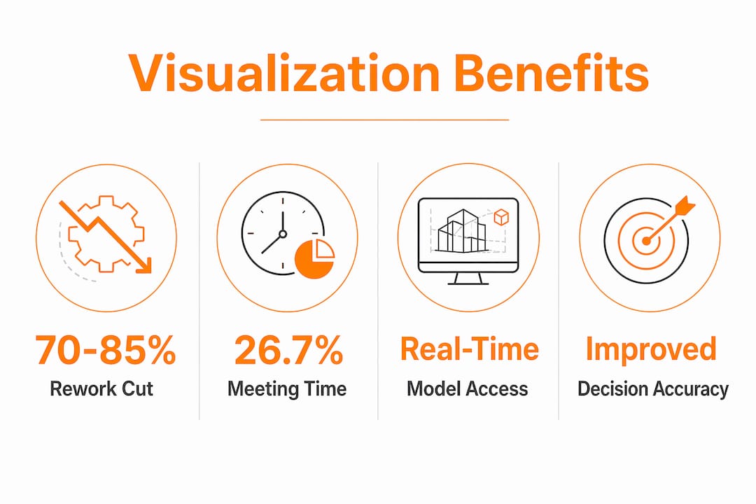Infographic illustrating key benefits of construction visualization