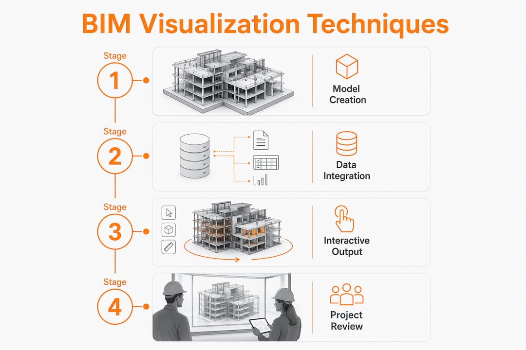 Infographic showing BIM visualization process steps