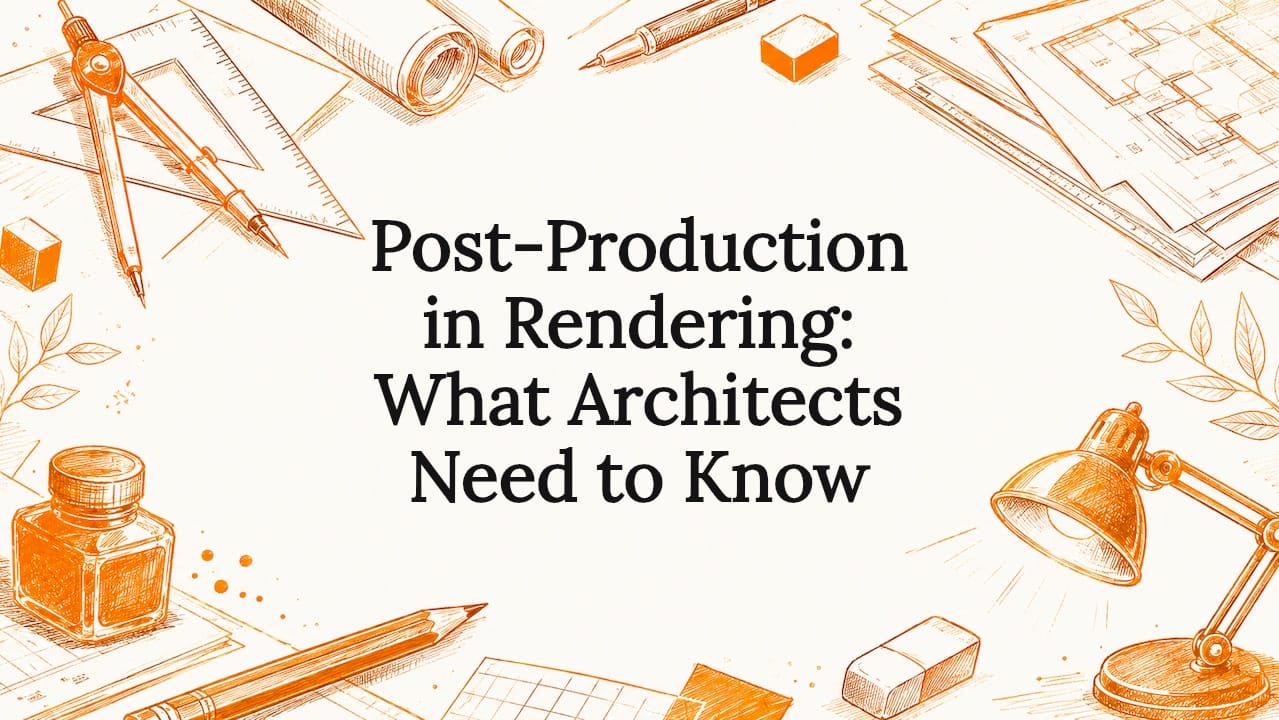 Decorative title card illustration with architectural tools