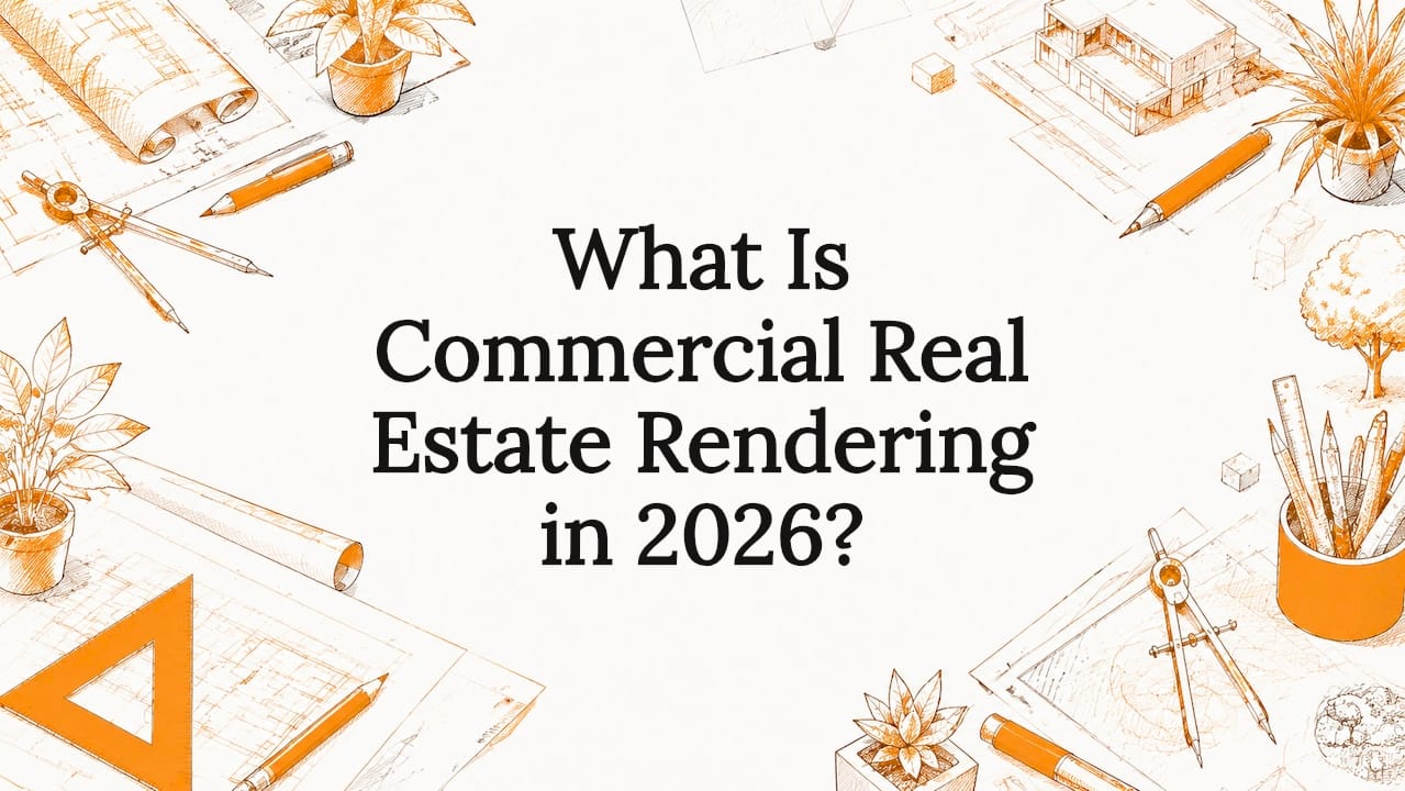 Decorative commercial real estate title card illustration