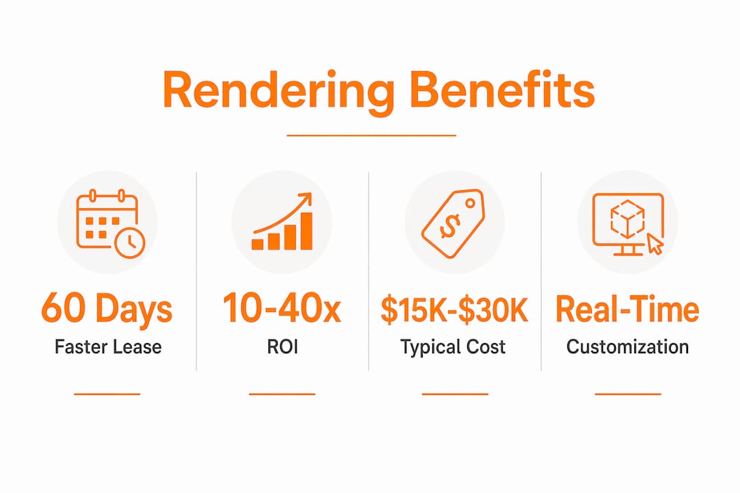 Infographic showing benefits of commercial real estate rendering